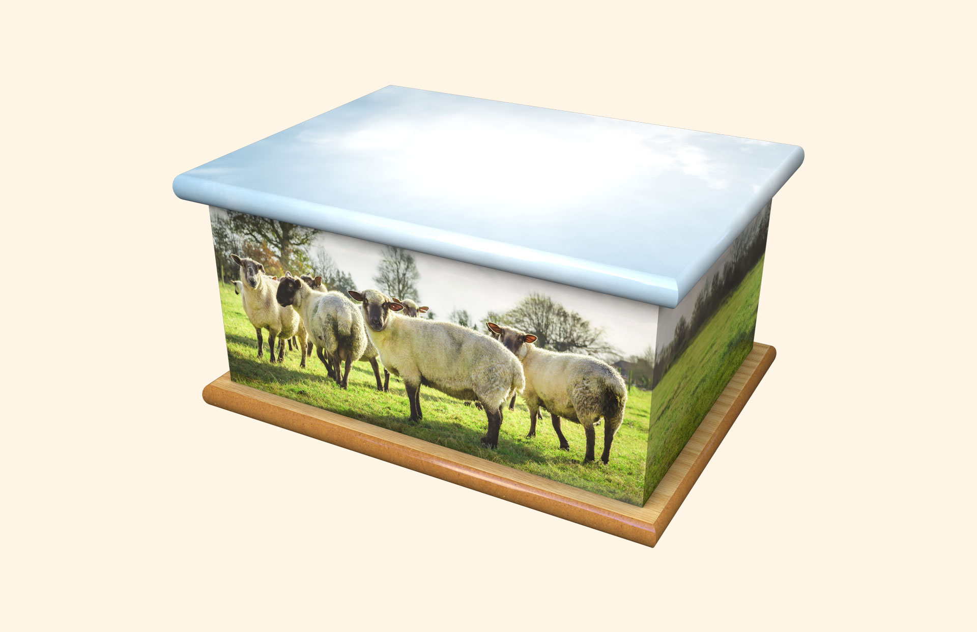 Bleating adult ashes casket